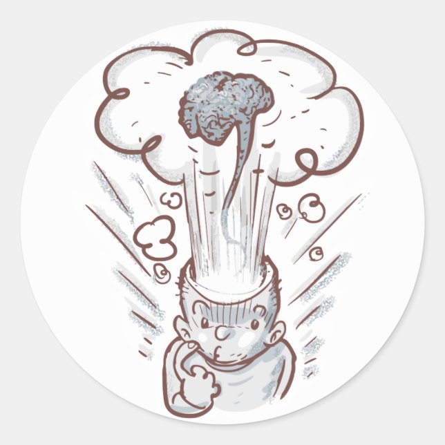 brain explosion cartoon classic round sticker (Front)