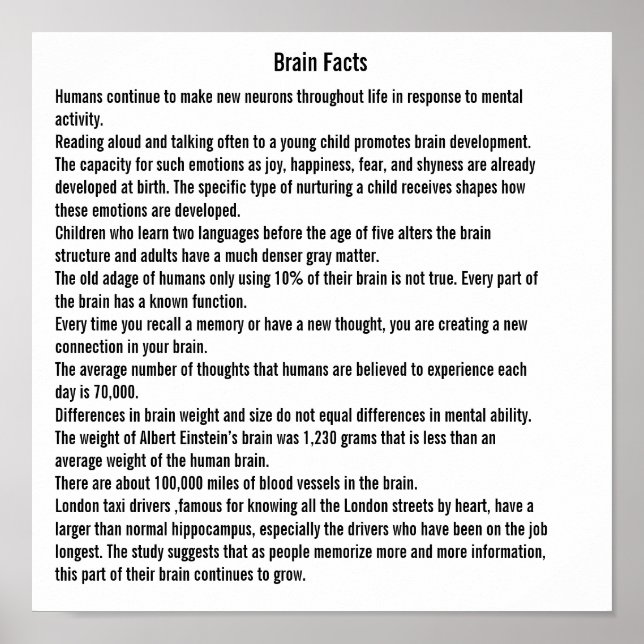 Brain Facts Poster (Front)