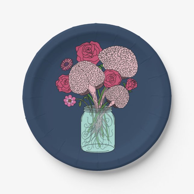 Brain Flower Bouquet Paper Plates (Front)