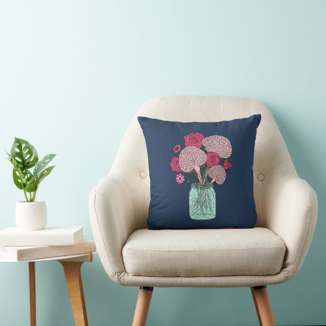 Brain Flower Bouquet Throw Pillow (Chair)