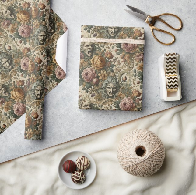Brain Fog – Gothic Floral  Wrapping Paper (Crafts)