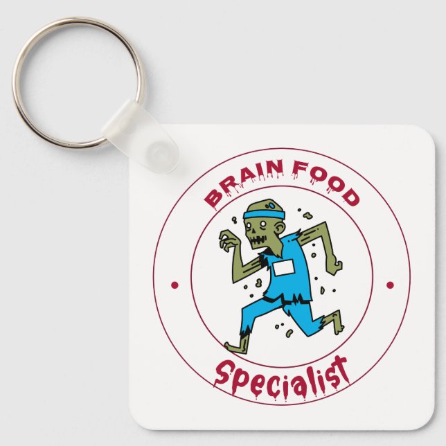 Brain Food Specialist zombie brain Keychain (Front)