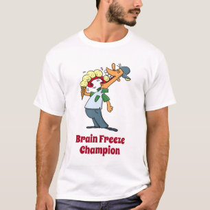 Brain Freeze Champion Ice Cream Funny Cartoon T-Shirt