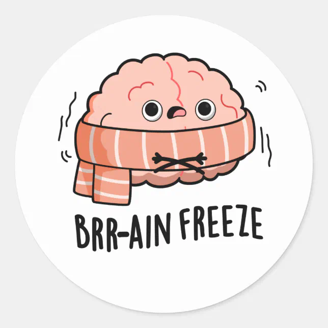 Brain Freeze Funny Biology Anatomy Pun Classic Round Sticker | Zazzle