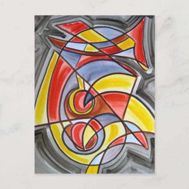 Brain Freeze-Modern Art Colorful Handpainted Postcard (Front)