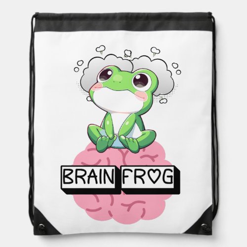 Brain Frog Drawstring Bag