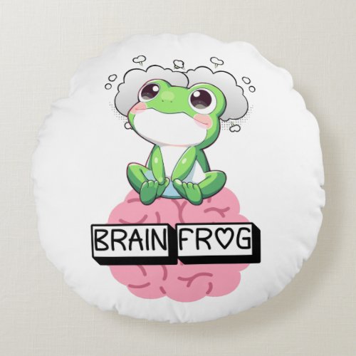 Brain Frog Round Pillow