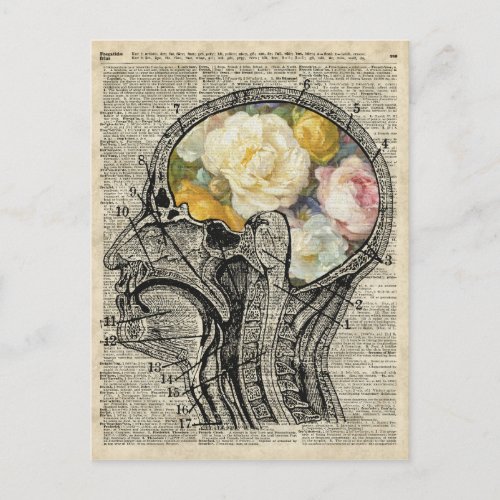 Brain Full Of FlowersNature Lover Dictionary Art Postcard