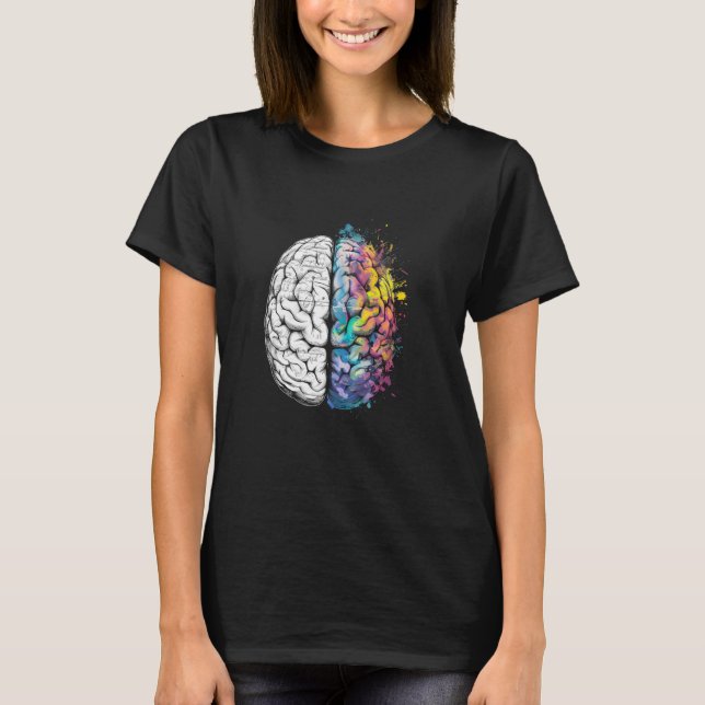 Brain Hemisphere Maths Brain Splatter science anat T-Shirt (Front)