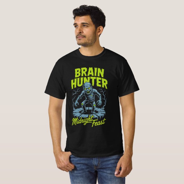 Brain Hunter Zombie Halloween Tee (Front Full)