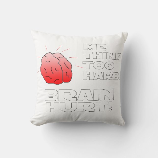 Brain Hurt Black White Throw Pillow (Front)