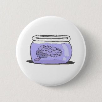 brain in fishbowl pinback button