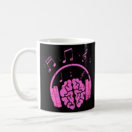 Brain In Light Purple Headphones Cool Music   Grap Coffee Mug