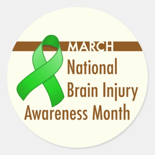 Brain Injury Awareness Month Round Sticker