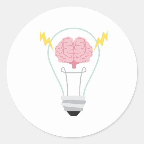 Brain Light Bulb Classic Round Sticker