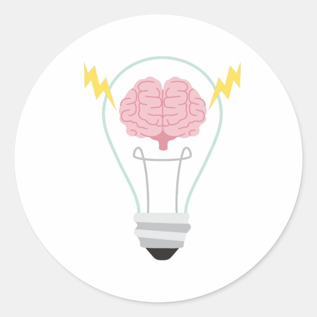 Brain Light Bulb Classic Round Sticker (Front)