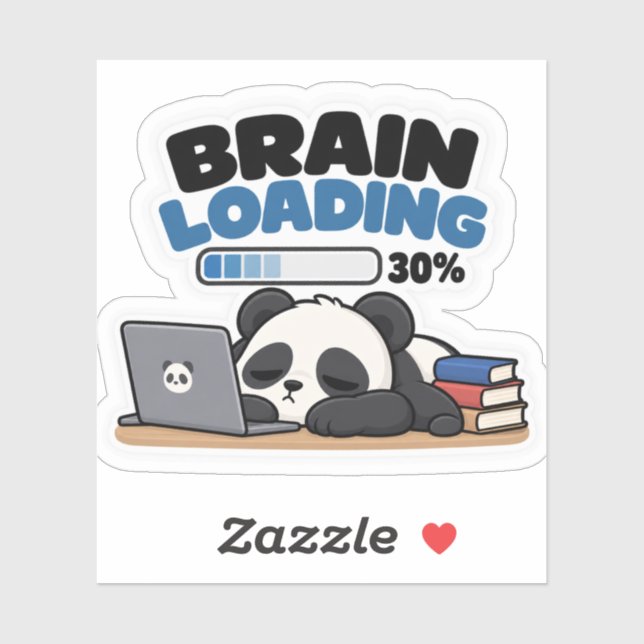 Brain Loading 30% – Funny Panda Laptop Sticker (Sheet)