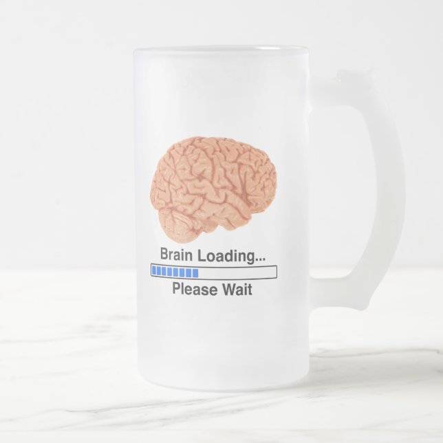 Brain Loading Frosted Glass Beer Mug (Right)