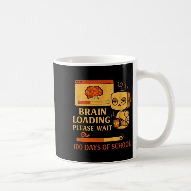 Brain Loading Please Wait – Funny 100 Days Of Scho Coffee Mug (Right)