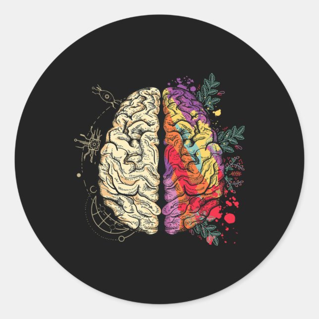 Brain Mental Health Autism Awareness  Classic Round Sticker (Front)