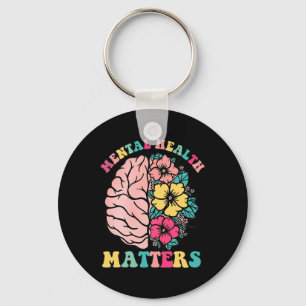 Brain Mental Health Problem Therapist Wildflower Keychain