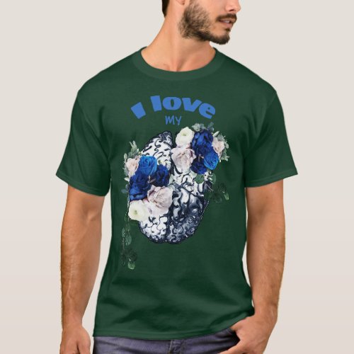 Brain mental health psychology Blue flowers and ro T_Shirt