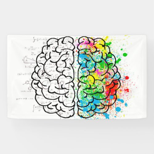 Brain mind psychology idea drawing banner