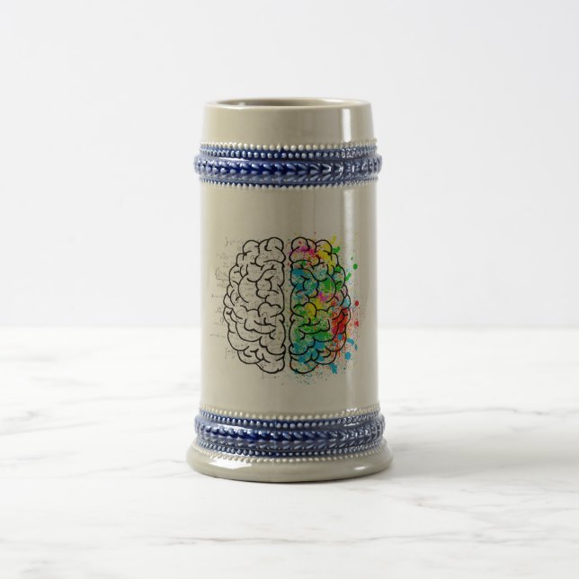 Brain mind psychology idea drawing beer stein (Center)