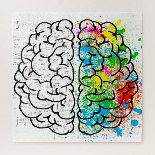 Brain mind psychology idea drawing jigsaw puzzle