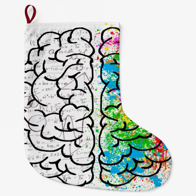 Brain mind psychology idea drawing large christmas stocking (Front)