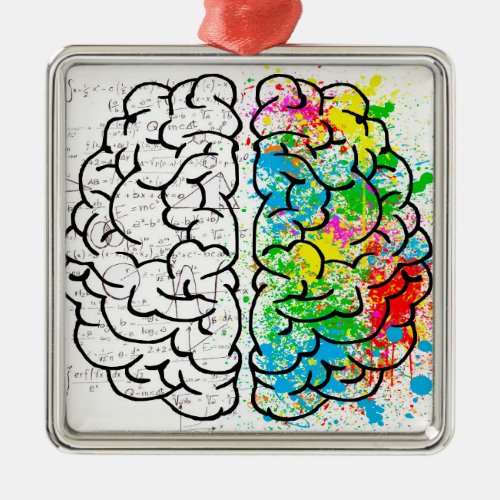 Brain mind psychology idea drawing metal ornament