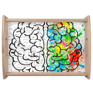Brain mind psychology idea drawing serving tray