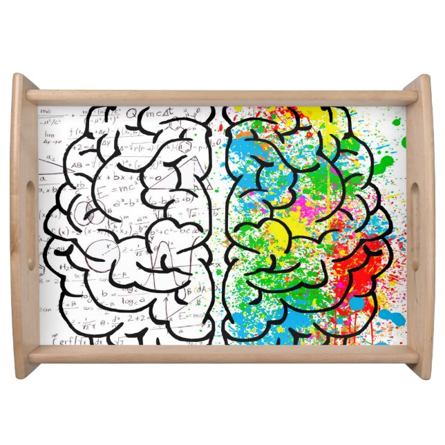 Brain mind psychology idea drawing serving tray (Front)