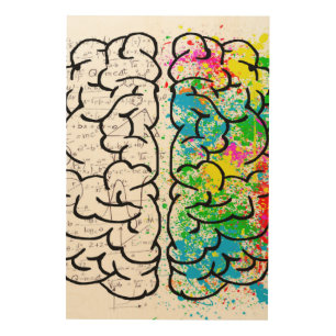 Brain mind psychology idea drawing wood wall art