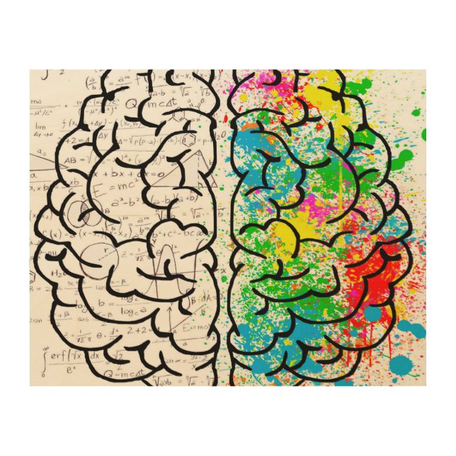 Brain mind psychology idea drawing wood wall art (Front)