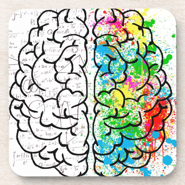brain mind psychology idea hearts beverage coaster (Front)