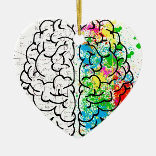 brain mind psychology idea hearts ceramic ornament