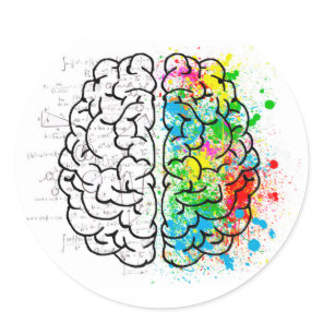 brain mind psychology idea hearts classic round sticker