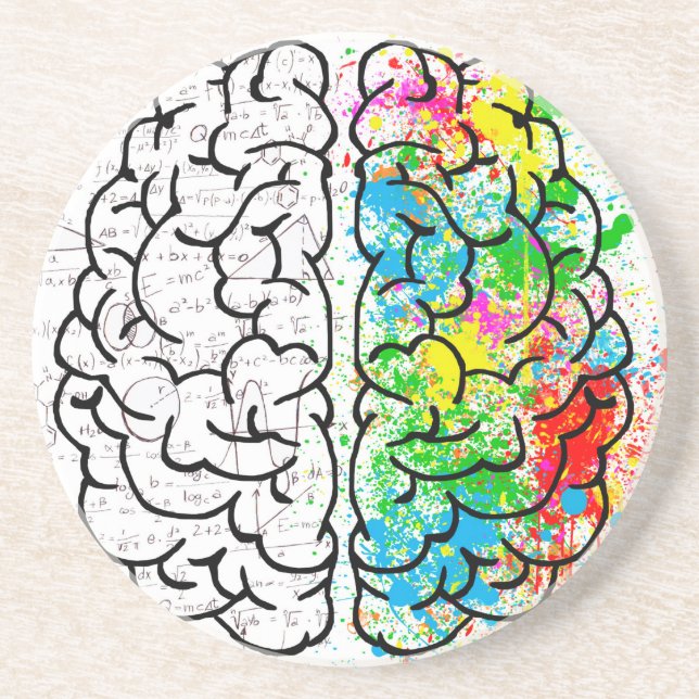 brain mind psychology idea hearts drink coaster (Front)