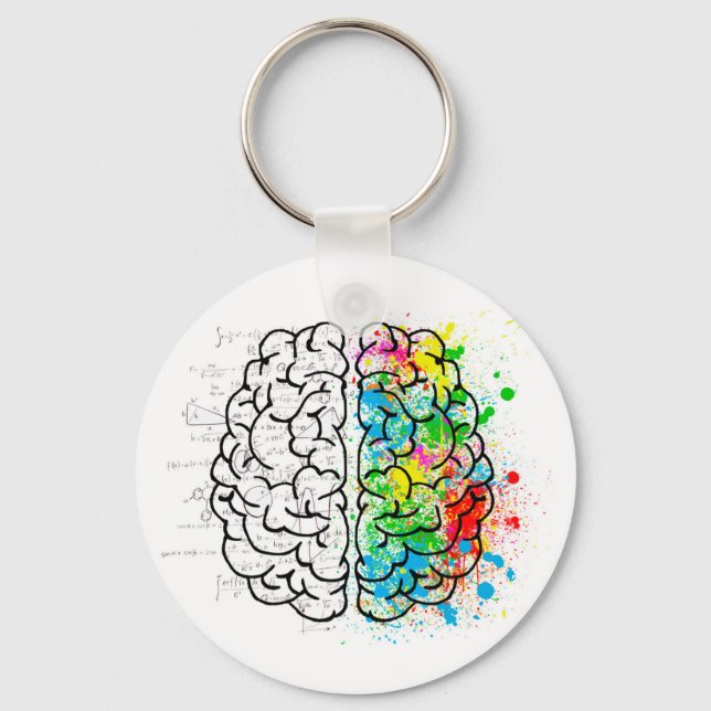 brain mind psychology idea hearts keychain (Front)