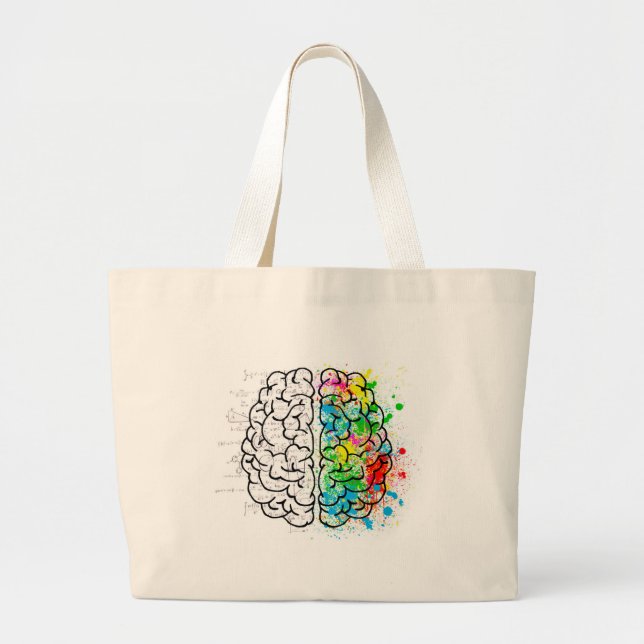 brain mind psychology idea hearts large tote bag (Front)