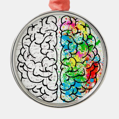 brain mind psychology idea hearts metal ornament