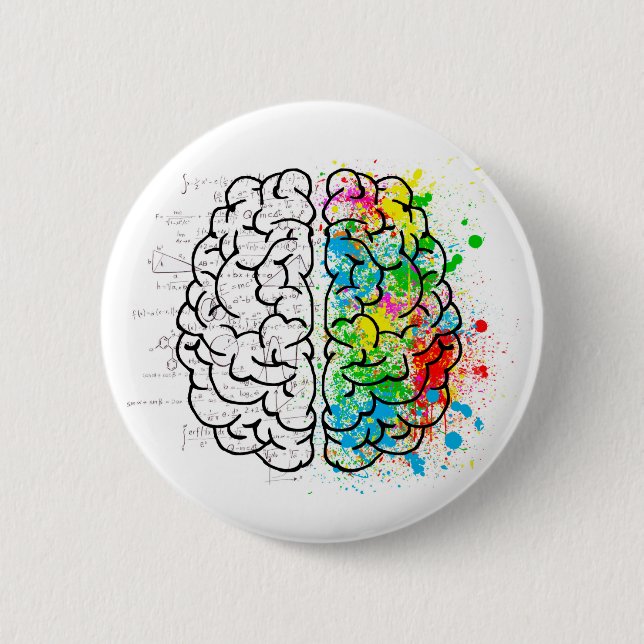 brain mind psychology idea hearts pinback button (Front)