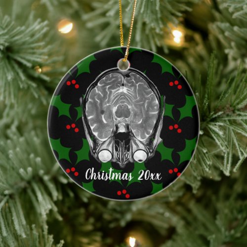 Brain MRI Christmas Ceramic Ornament