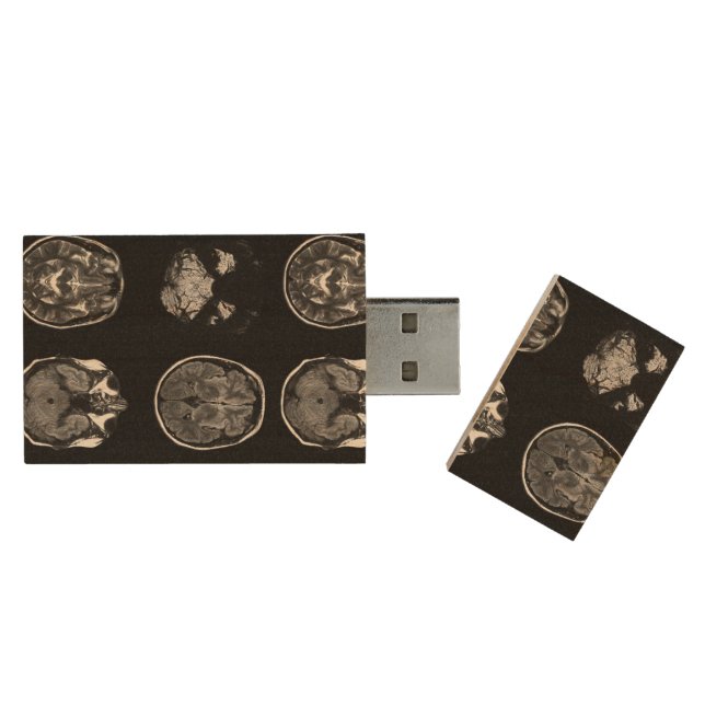 Brain MRI scan Wood Flash Drive (Opened)