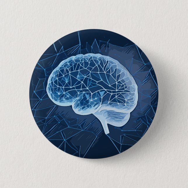 Brain Network Illustration - Neural Network Button (Front)