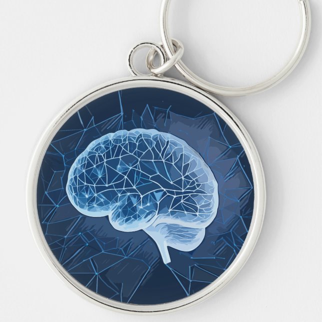 Brain Network Illustration - Neural Network Keychain (Front)