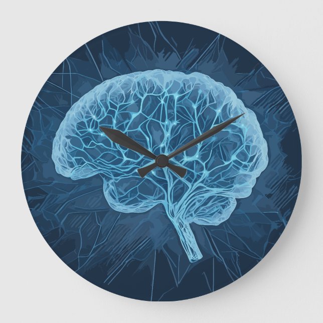 Brain Network Illustration - Neural Network Large Clock (Front)
