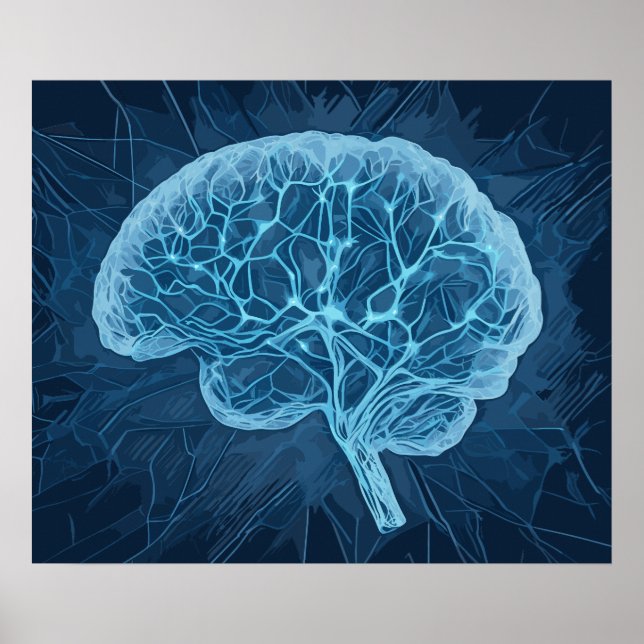 Brain Network Illustration - Neural Network Poster (Front)