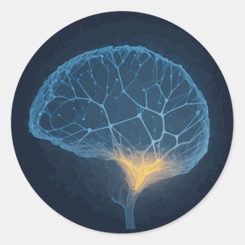 Brain Network Illustration With Halos Classic Round Sticker